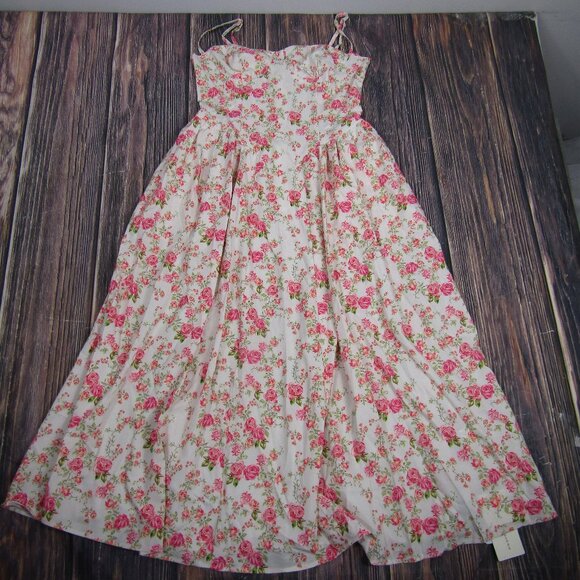 Commense Small Square Neck Zipper Floral Midi Dress Summer NEW NWT - Picture 3 of 7